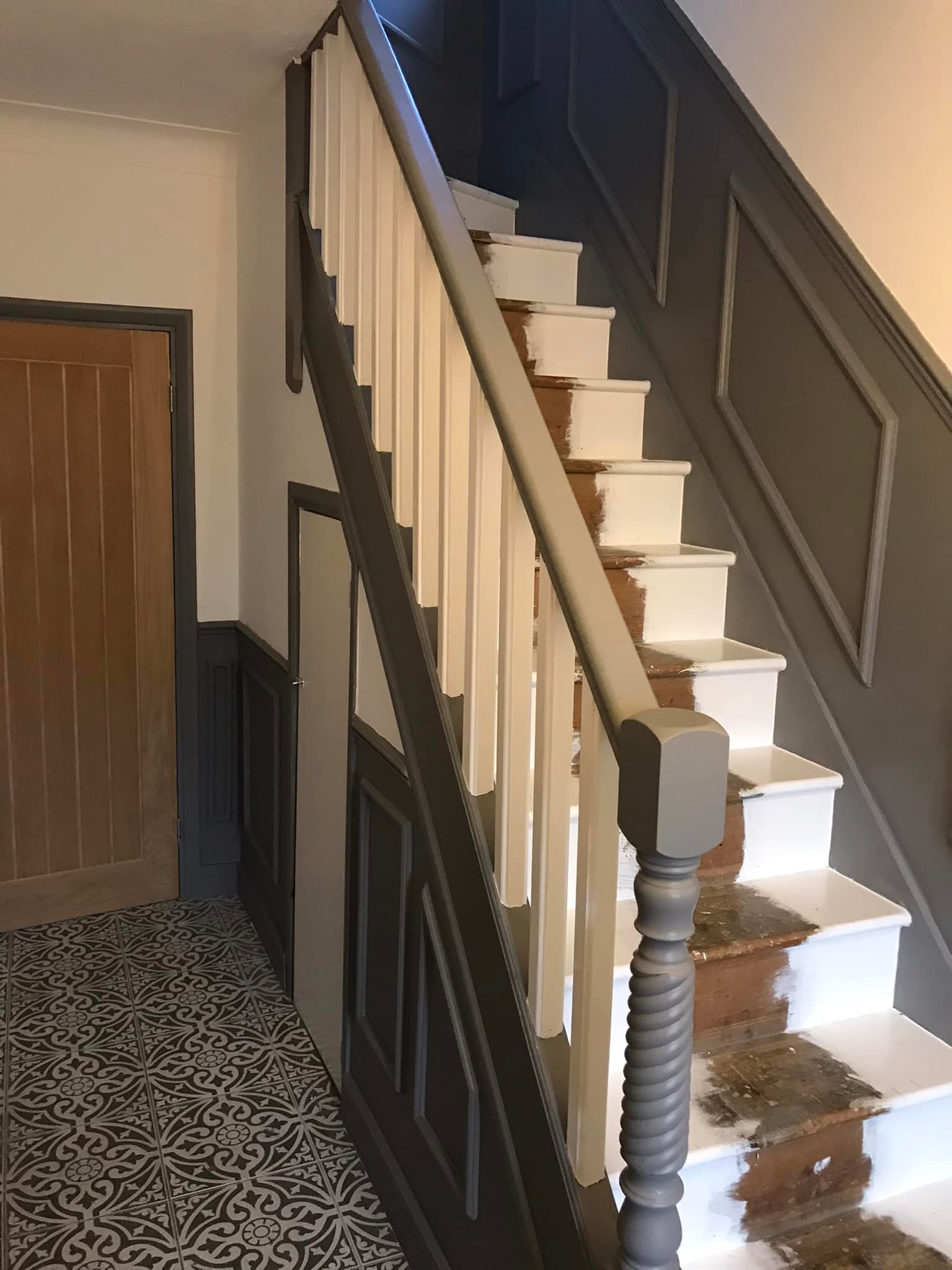 Painted stairs handrails and walls